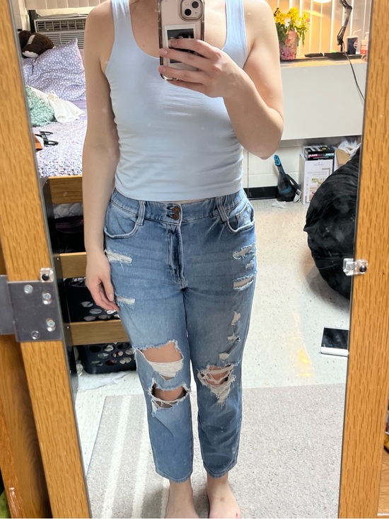 Arizona Jean Company Denim - Arizona Jean Company Light Blue Distressed Boyfriend Jeans